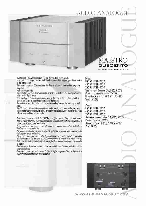 Audio Analogue SRL Stereo Amplifier Stereo Power Amplifier-page_pdf